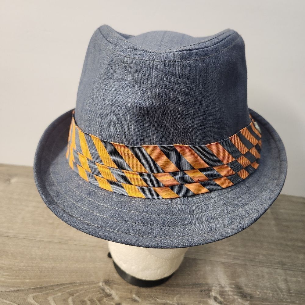 Peter‎ Grimm Mens Fedora Hat Charcoal Grey Size L/XL Orange Grey Hat Band Logo - Picture 2 of 11